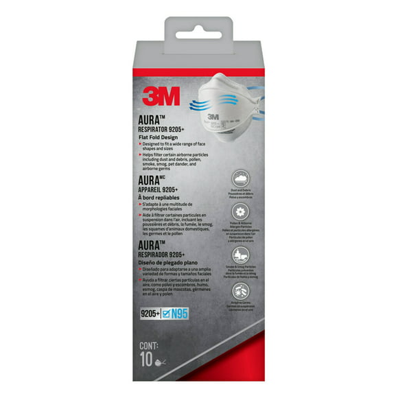 3M N95 Aura Particulate Respirator 9205+, 10 Pack