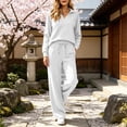 thumbnail image 6 of QSXADF Fall 2 Piece Sweatsuits Women Casual Tracksuit Set Solid Collared Long Sleeve Elastic Waist Pocket Pants Set Daily Women Fall Winter Outfits, 6 of 6