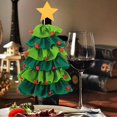 thumbnail image 2 of Bolsa para botellas de vino navideñas - Bolsas lindas verdes para botellas de vino con forma de árbol de Navidad | Bolsas de regalo para botellas de vino con bolas tejidas para decoración de mesas de, 2 of 5