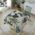 thumbnail image 3 of Navy Blue Green Floral Tablecloth Square Table Cloth 60x60 , Waterproof Tablecloth Outdoor Table Cloth, Vintage Botanical Leaves Washable Table Cover for Kitchen Dining Party, 3 of 8