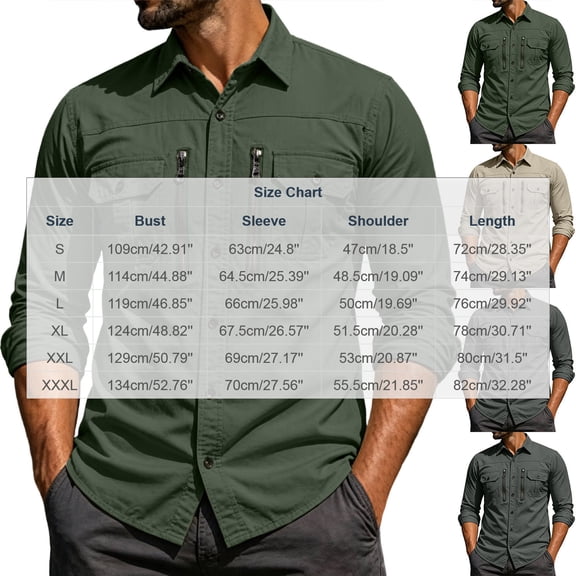Yongwang Mens Fishing Shirt for Men Collared Button Down Shirt Casual Lightweight Long Sleeve Shirt with Pocket