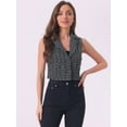 thumbnail image 3 of DARING DIVA Women's Tweed Vest Notched Lapel Collar Plaid Waistcoat Jackets XL Black, 3 of 6