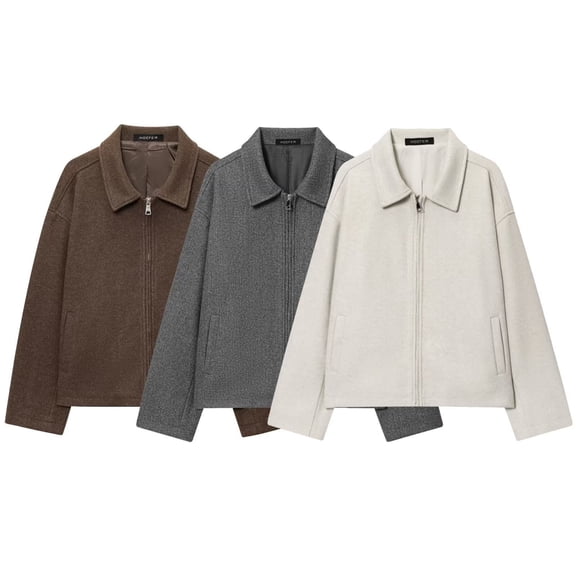 Women's Casual Solid Color Turndown Collar Long Sleeve Jacket Coat Outerwear for Women Fashion Essential Loose Fit Fall Winter Travel Streetwear | CSEONE,Coffee L