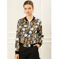 thumbnail image 2 of Dde San Patricio ChaqueDe Bombardero Floral LigeCon CremalleY Cuello Alto PaMujer Negro M, 2 of 6