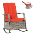 thumbnail image 1 of Outsunny Chaise Berçante en Osier avec Coussin Doux Repose-Pieds Réglable Rouge, 1 of 10