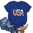 thumbnail image 4 of ORT American Flag Shirts Short Sleeve Women 4th of July Patriotic Tshirt Graphic Tees Casual Short Sleeve Tee Top(Z2-Blue,M), 4 of 5