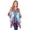 thumbnail image 5 of Sakkas Aymee Women's Caftan Poncho Cover up V neck Top Lace up With Rhinestone - ONT85-Turq - One Size, 5 of 5