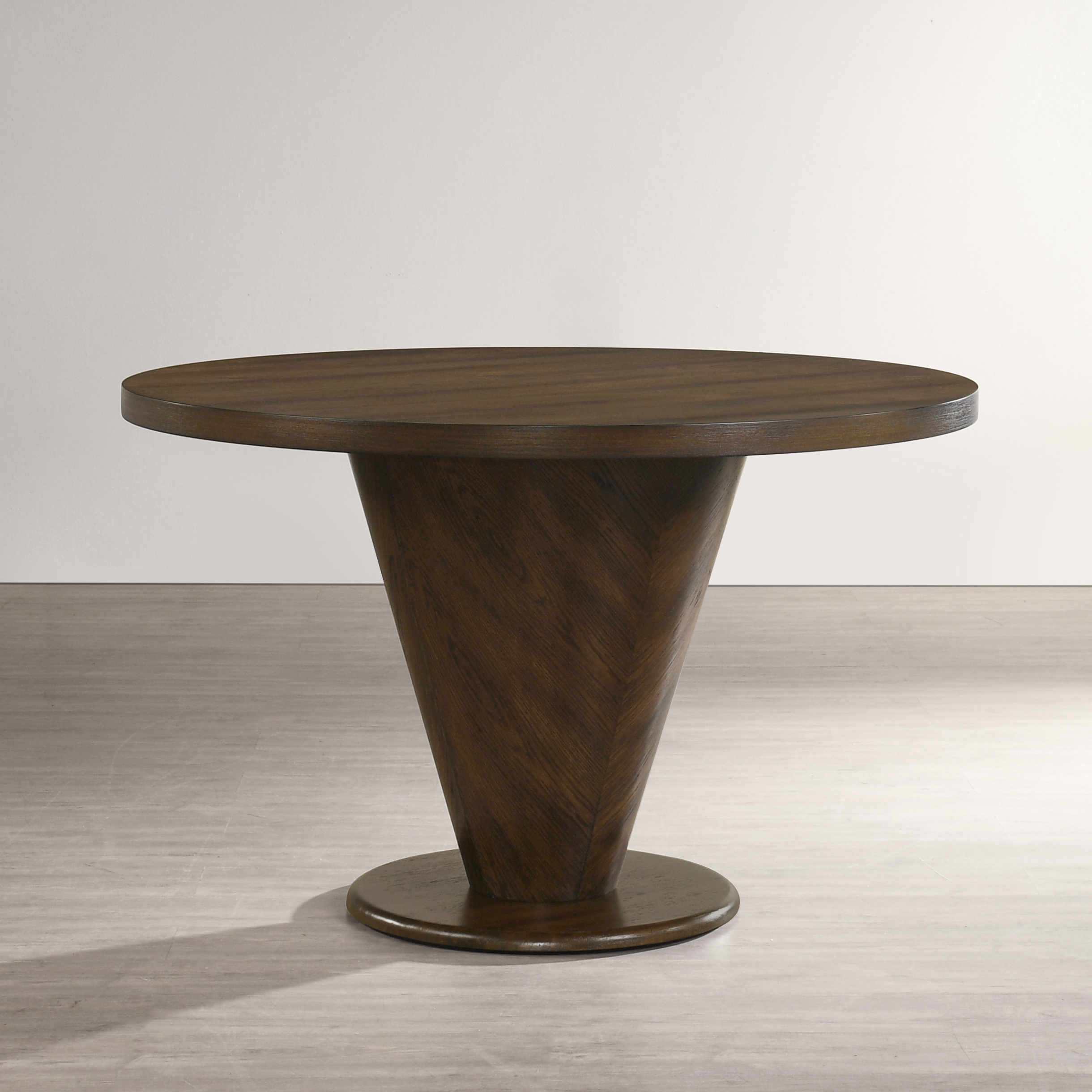 Roundhill Furniture Solene Sculptural Pedestal Round Dining Table, Walnut