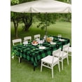 thumbnail image 3 of Outdoor Tablecloth with Umbrella Hole and Zipper, St. Patrick's Day Rectangle Table Cloth 60x120 Inch Waterproof Tablecloth, Spring Shamrocks Farmhouse Green Checkered Picnic Table Cover for Patio, 3 of 7