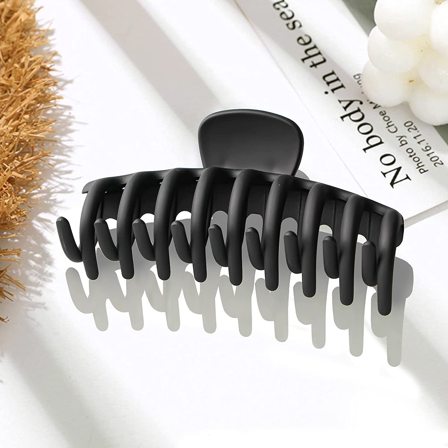 Pack of 2 Coffee+Black Womens Large Strong Hair Claw Clamps Clips Grips  Styling Tool
