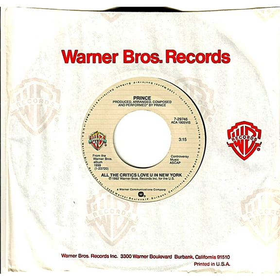 Prince – Little Red Corvette / All The Critics Love U In New York (7" 45RPM Vinyl) (New)