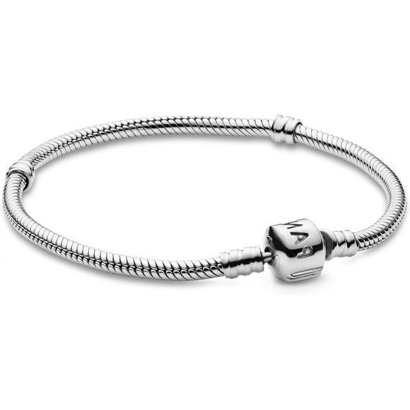 Heart Clasp Snake Chain Silver for Women 6.2 Inches, White