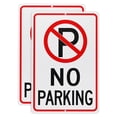 thumbnail image 1 of Uxcell 2 Paquete Señal de NO ESTACIONAR con P 14x10 pulgadas Señales de Advertencia Reflectantes de Aluminio Letra Roja sobre Fondo Blanco, 1 of 7