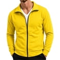thumbnail image 2 of XRoczxe Men's Full Zip Up Track Jacket, Stand Collar Solid Color Sweatshirt, Casual Long Sleeve Lightweight Coat with Pockets for Spring Fall Daily Wear, 2 of 7