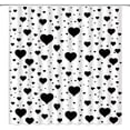 thumbnail image 1 of Cortina de ducha para el Día de San Valentín, diseño de corazón blanco y negro, con diseño romántico para mujer y niña, extra larga, con ganchos, 187 cm de ancho x 213 cm de alto, 1 of 6