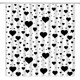 thumbnail image 1 of Cortina de ducha para caravana con diseño de corazón blanco y negro, ideal para San Valentín, para mujer y niña, con ganchos, tamaño pequeño, 91 cm de ancho x 182 cm de alto., 1 of 6