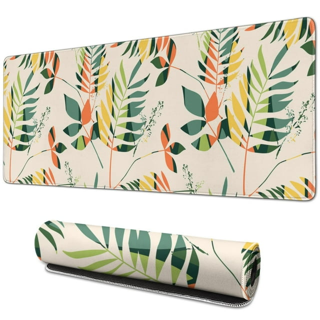Elevate Your Gaming: Large Mouse Pad with Abstract Art Design - Extended, Non-Slip & Waterproof - Perfect for Office Laptop - Modern Boho Leaves Design - 31.5 X 11.8 Inch