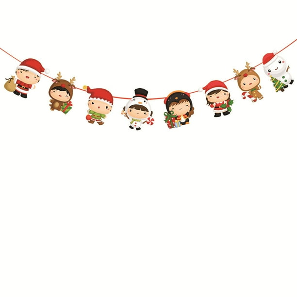 Guirnaldas Decorativas Con Banderas De Fin De Año Para Colgar En Navidad, Papel Para Fiestas, Hogar