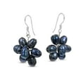 thumbnail image 2 of Fun Fresh Water Black Pearl Flower .925 Silver Earrings, 2 of 6