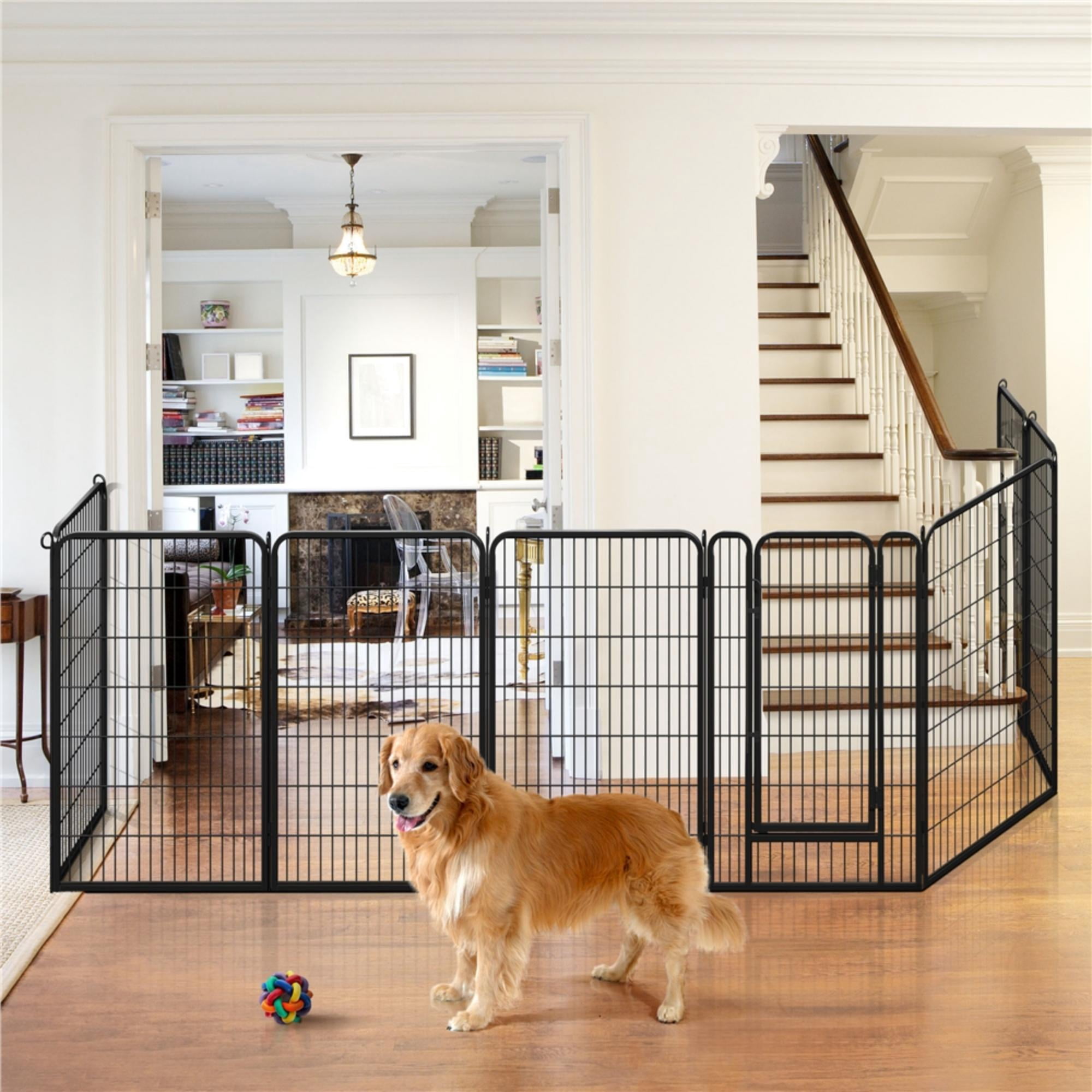 Alden Design 12 Panels 47.5″ Tall Metal Dog Playpen with Door, Black