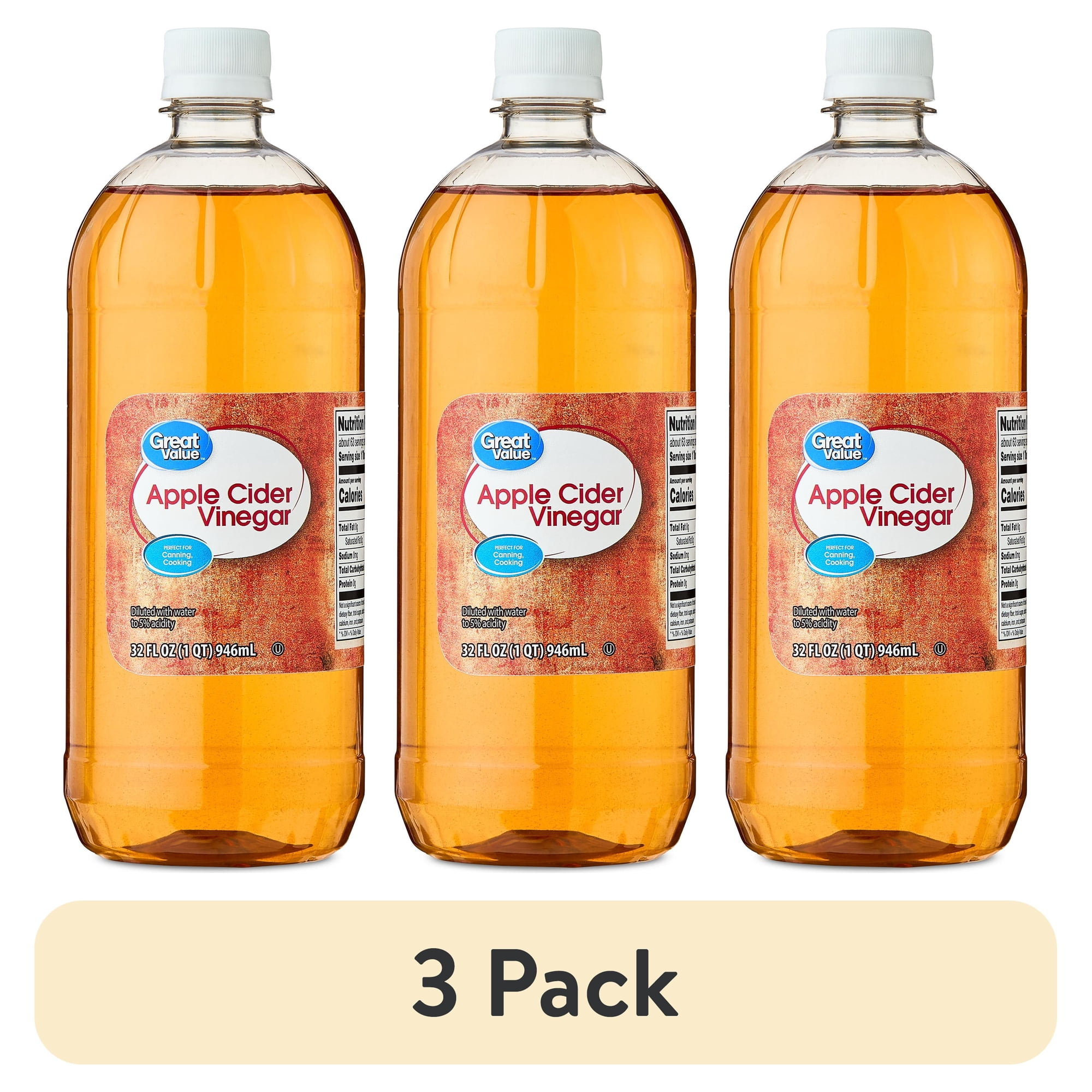 (3 pack) Great Value Apple Cider Vinegar, 32 fl oz