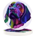 thumbnail image 1 of FMSHPON Pop Art Colorful Labrador White Set of 6 Car Coaster for Drinks, Absorbent Ceramic Stone Coasters Cup Mat with Cork Base for Home Kitchen Room Coffee Table Bar Decor, 1 of 5