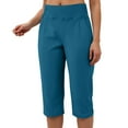 thumbnail image 5 of YDFCWXW Women Pull-on Stretch Capri Pants High Waisted Crop Pants Casual Capris Yoga Pants Dark Blue, XL, 5 of 9