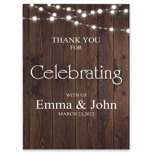 Darling Souvenir MADE WITH LOVE Custom Thank You For Celebrating With UsFairy Lights On Wood PanelWelcomeSignIdeal For Celebration - 18x12