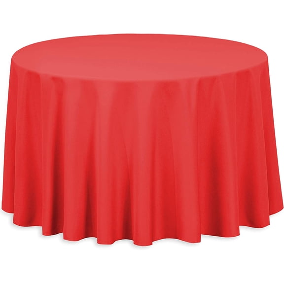 LinenTablecloth 108-Inch Round Polyester Tablecloth Red