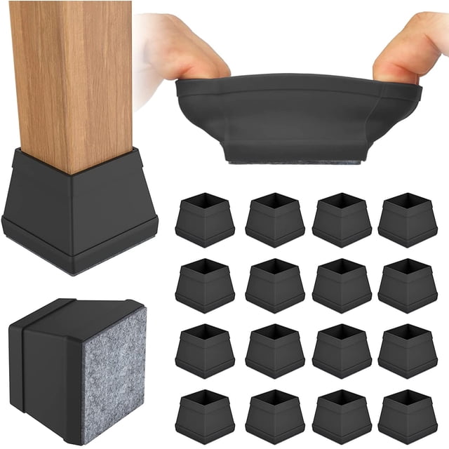 LAICAIW 16PCS Square Silicone Chair Leg Floor Protector, Chair Leg Cover, Furniture Leg Protector, Mobile Table and Chair Leg Cover, Protect The Floor from Scratches