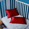 thumbnail image 5 of Flxxie Silk Satin Toddler Pillowcases with Envelope Closure, Ultra Soft Travel Pillow Covers, Small Pillowcases for Kids, Red, 14" x 20", 2 Pack, 5 of 5