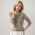 thumbnail image 3 of Pullover Sweaters For Women Round-neck Classic Long Sleeve Breathable Loose Soft Cozy Knitted Sweater Tops for Fall and Winter, Comfortable and Versatile, Perfect for Everyday Wear,Camel,Size L, 3 of 5