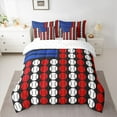 thumbnail image 2 of Homewish Baseball Theme 7 Pieces Bedding Comforter Set,Ball Sports Game Full Bedding Set,Blue Red White Fitted Sheet Flat Sheet For Boys Teens,Ultra Soft Home Decor Reversible, 2 of 8