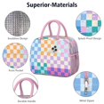thumbnail image 4 of Lunch Bag Lunch Box for Women Reusable Insulated Lunch Cooler Bags,Large Capacity for Work Travel Picnic,Water-Resistant Multicolored Checkered Retro Lunch Tote Bag Gifts for Woman Mom Pink, 4 of 6