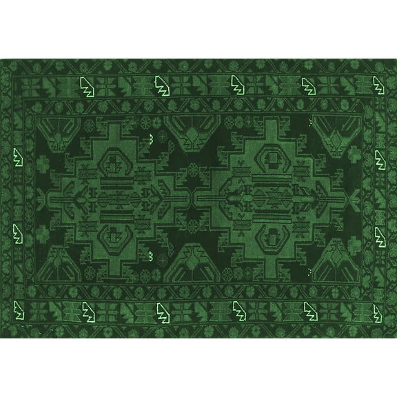 Ahgly Company Indoor Rectangle Persian Emerald Green Traditional Area Rugs, 5' x 7'