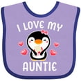 thumbnail image 3 of Inktastic I Love My Auntie with Cute Penguin and Hearts Girls Baby Bib, 3 of 4