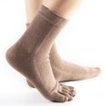 thumbnail image 4 of tredstone 1Pair Five Toe Socks Cotton Sock Crew Solid Athletic Socks High Khaki 1Set, 4 of 6