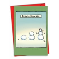 NobleWorks Funny Christmas Greeting Card with 5 x 7 Inch Envelope (1 Card) Merry Christmas Holiday Snow Man Ascent C9480XSG