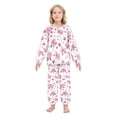 thumbnail image 2 of Fluffy Pajamas Set Fuzzy Winter Warm Pj Sets Pullover Tops and Long Pants Pink Roses and Bows Large, 2 of 8