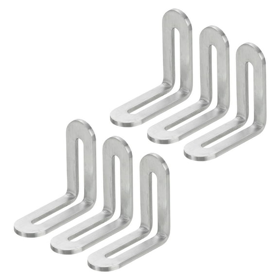 6Pcs Adjustable L-Shape Corner Brace with Slot, 1.89 x 1.89 Inch Stainless Steel Slotted Right Angle Corner Bracket for Wooden Furniture Cabinet, Silver