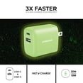 thumbnail image 3 of Liquipel Powertek Glow in the Dark 20W Combo Wall Charger - Green, 3 of 7