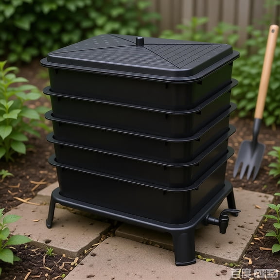 5-Layer Worm Compost Bin 50L Capacity Worm Composter Easy Setup Inclusive Worm Farm Kit For Recycling Food Waste Kitchen Balcony Indoor Garden Vermicomposting Tray System Spigot Starter 13 Gal