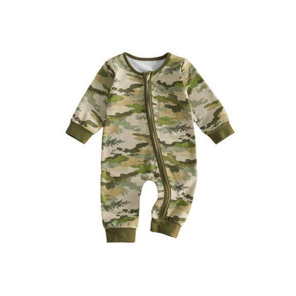 Cenuakty Baby Boys Jumpsuit, Long Sleeve Camouflage Zipped Casual Autumn Newborn Romper Clothes