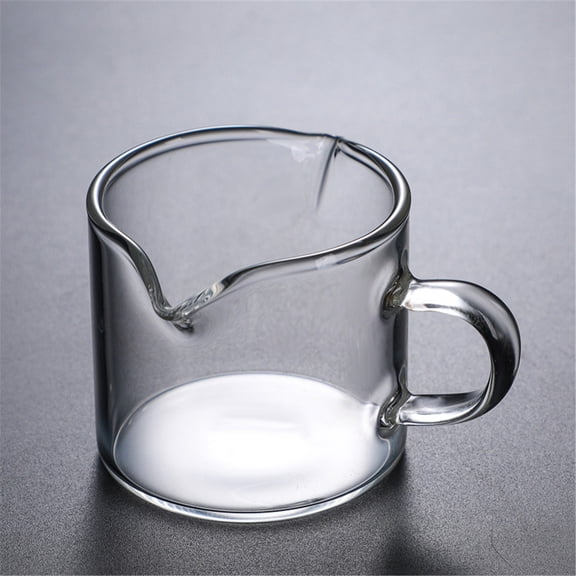 Espresso Cups, 3.5 Oz Double Spouts Cups, Shot Glasses, Milk Cup with Handle, Clear Glass Creamer Pitcher with Handle, Espresso Accessories for Machine, 1 Pcs, 2.36x2.16"