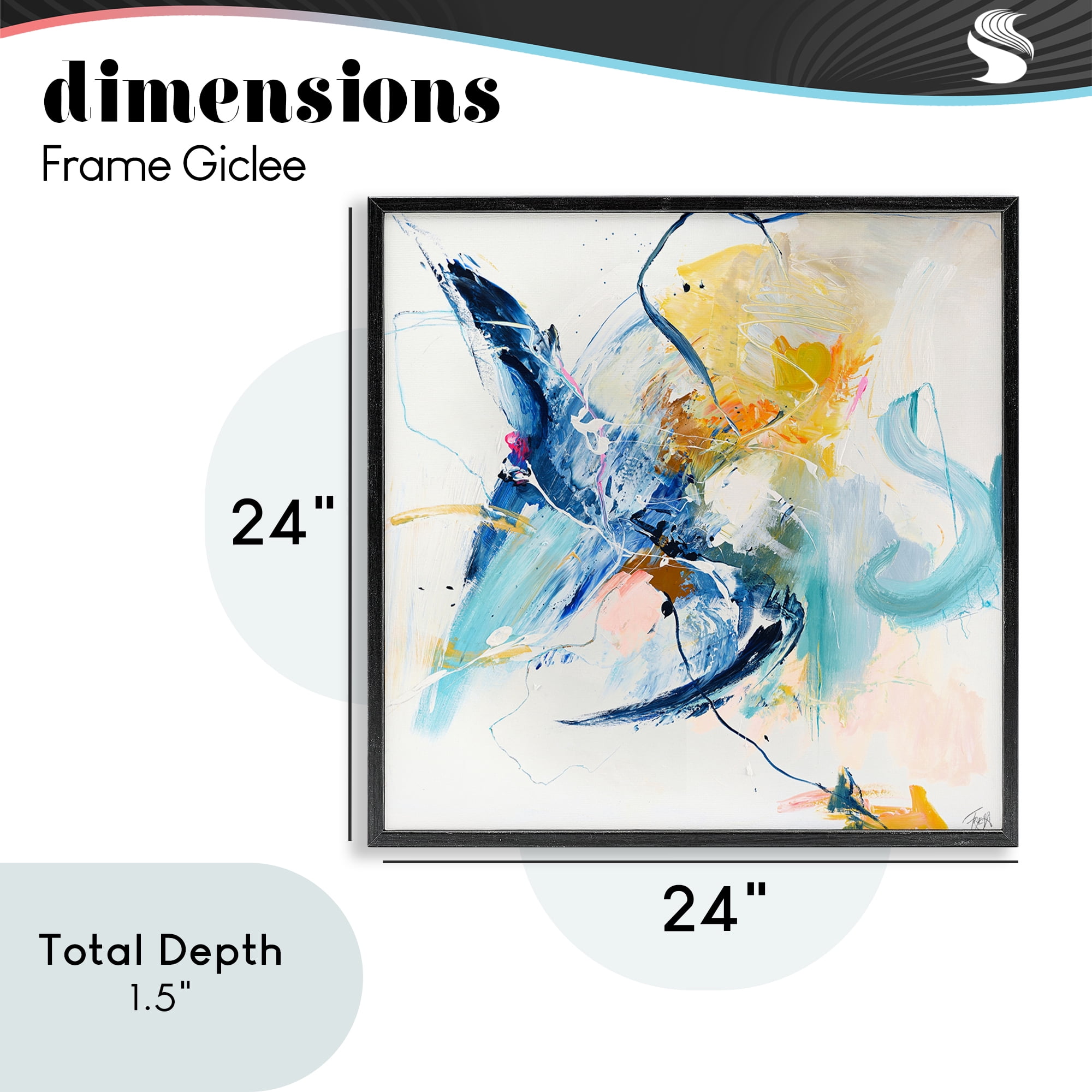 Confident Blue Abstraction Black Framed Giclee Art, design by Design Fabrikken