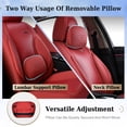 thumbnail image 5 of Coverado Car Seat Covers Full Set, Waterproof High-grade Leather Seat Protectors with Lumbar Support, Auto Cushions Universal Fit for Most Cars SUV Trucks, Red, 5 of 9