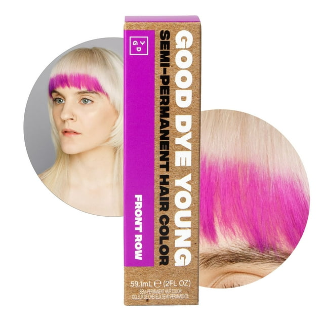 Good Dye Young Color de cabello semipermanente (púrpura de primera fila) - Tinte temporal protector UV que dura más de 15-24 lavados - Acondicionador Sin PPD y coloración del cabello vegano