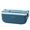 thumbnail image 1 of 1Pc Portable Microwave Divider Box Square Heat Preservation Lunch Box Bento Box Portable Food Container for School Office Camping (Blue), 1 of 9
