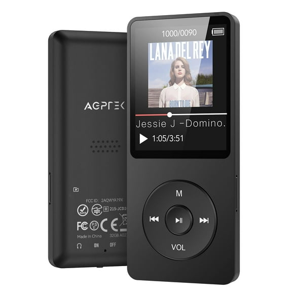 Reproductor MP3 AGPTEK A02 Bluetooth 5.3 32GB con altavoz negro