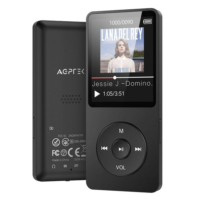 Reproductor MP3 AGPTEK A02 Bluetooth 5.3 32GB con altavoz negro